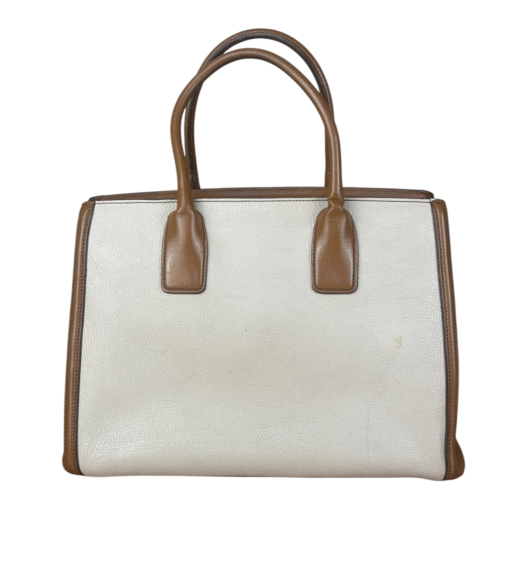 Miu Miu Beige/Brown Bicolor Leather Madras Handbag