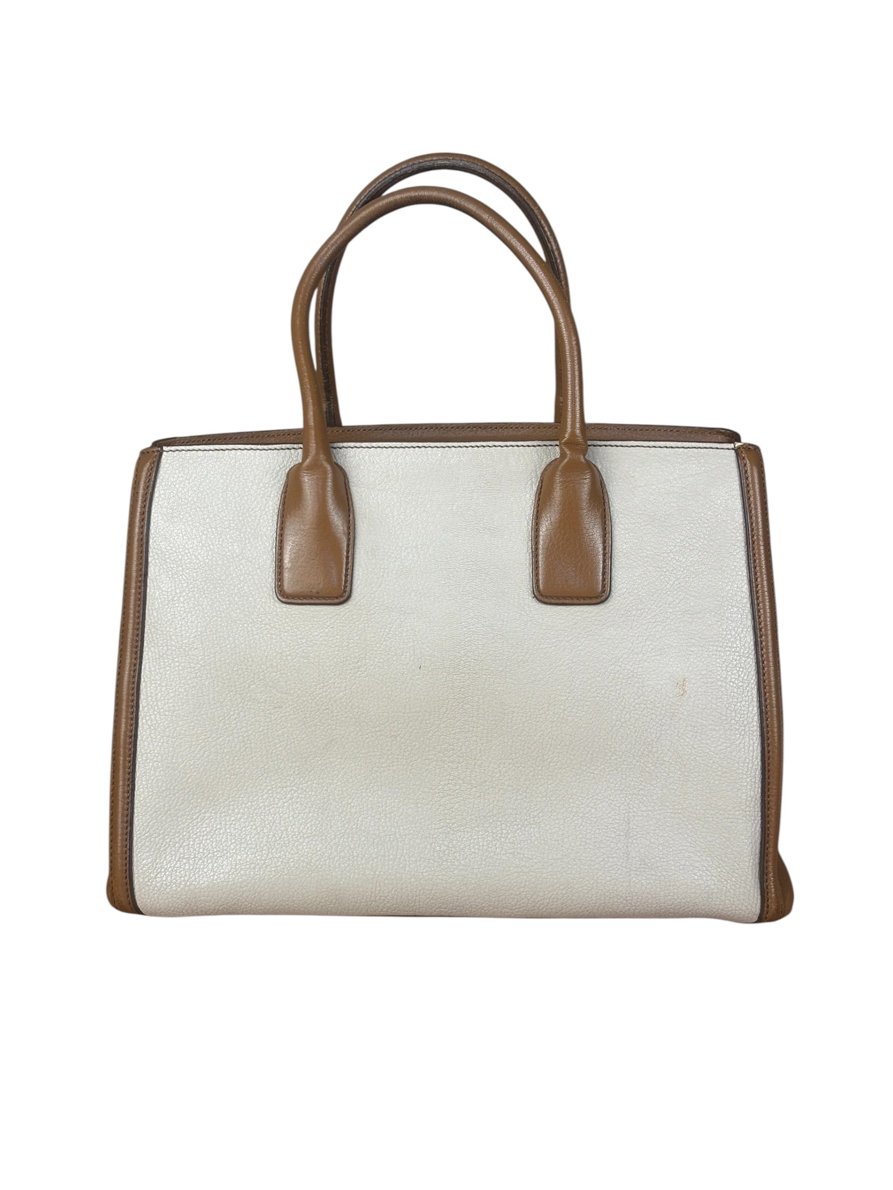 Miu Miu Beige/Brown Bicolor Leather Madras Handbag