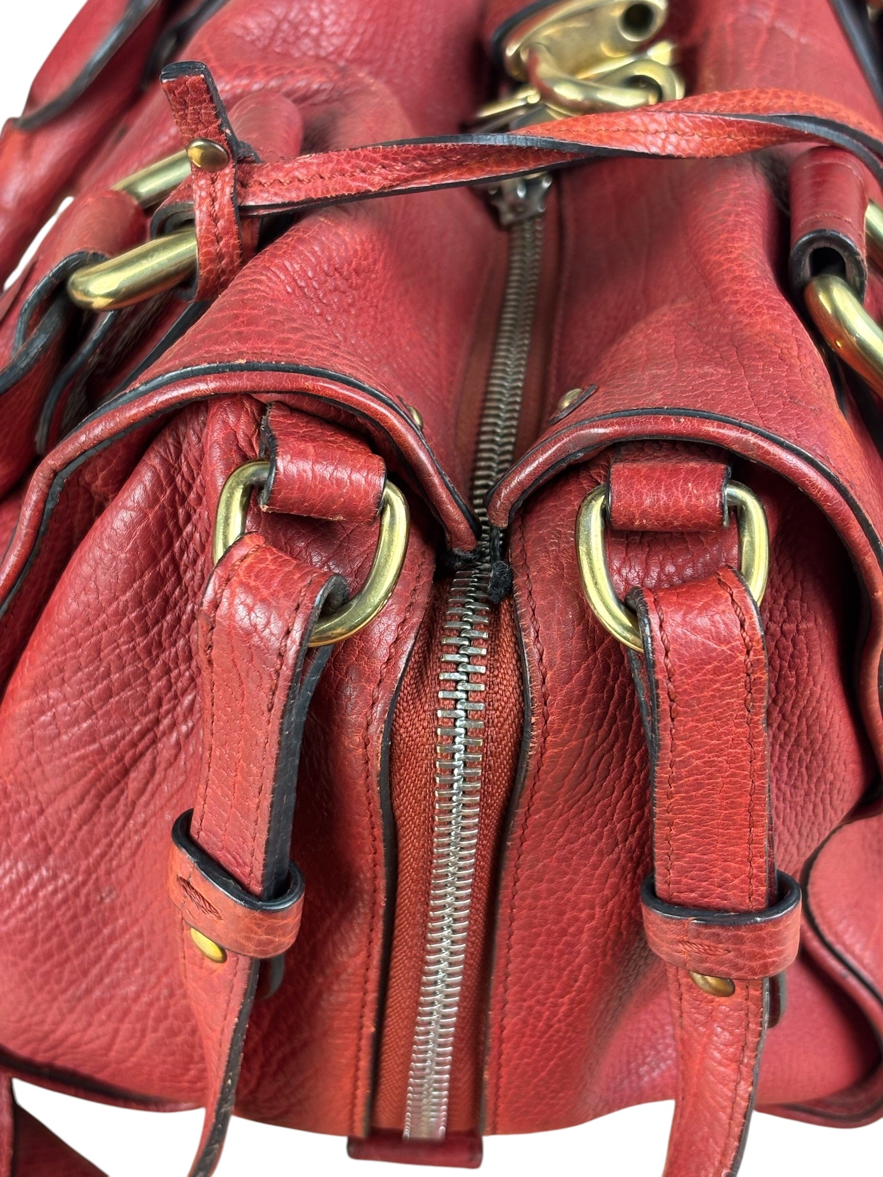 Chloe Red Leather Paddington Medium Satchel Two-Way Bag