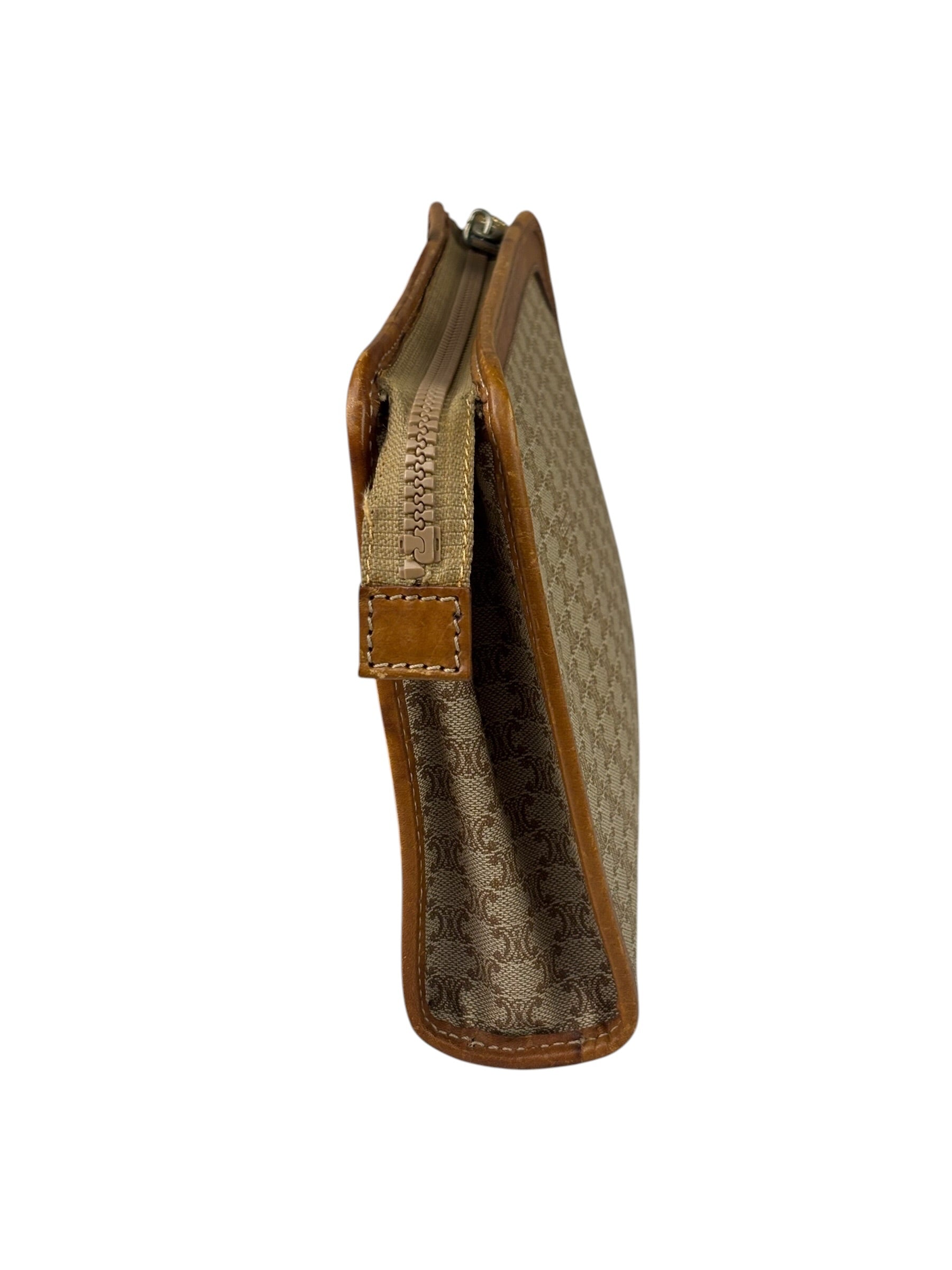 Celine Brown Leather Macadam Pouch