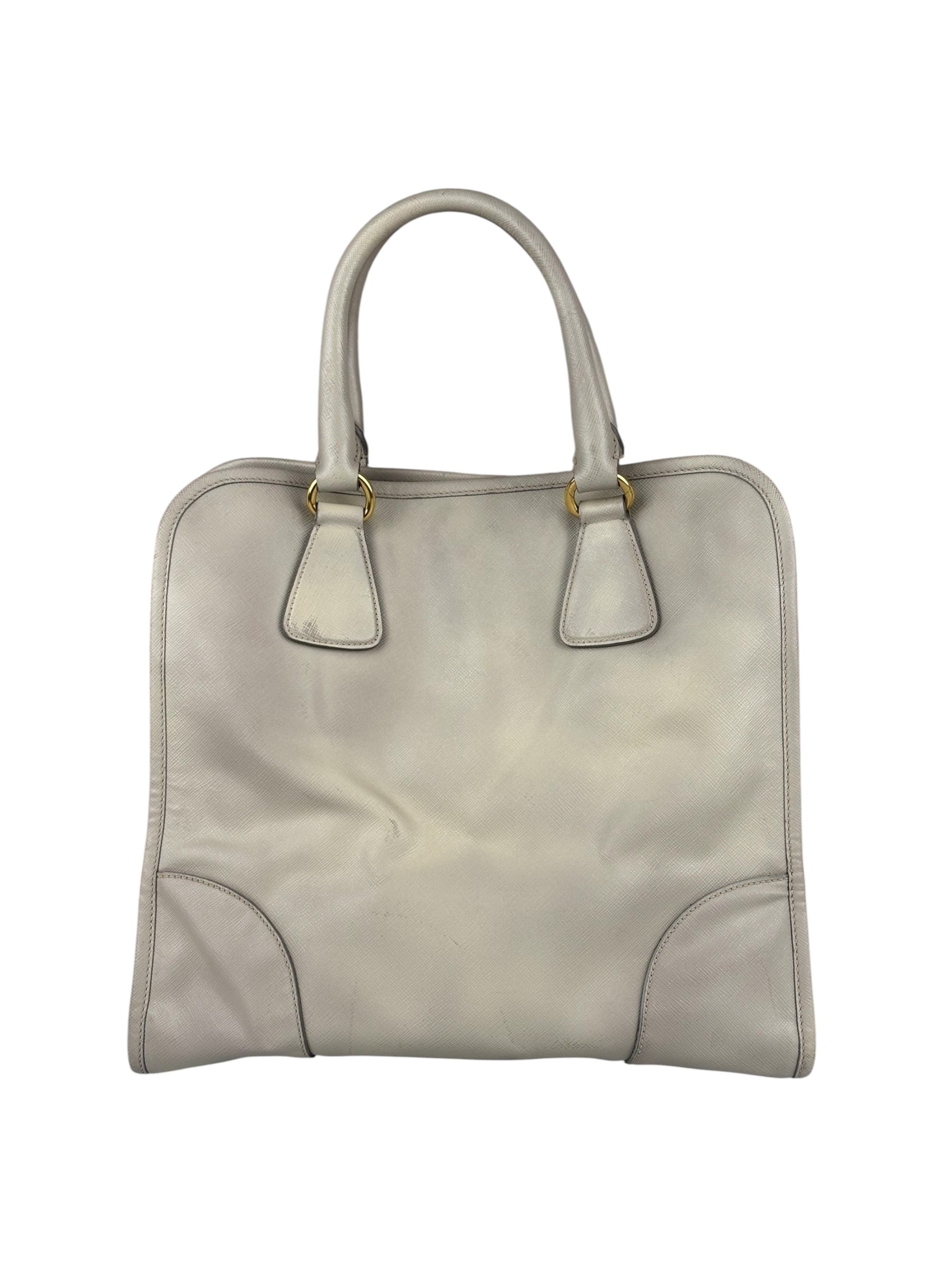 Prada Saffiano Lux Leather Grey 2Way Shopping Bag