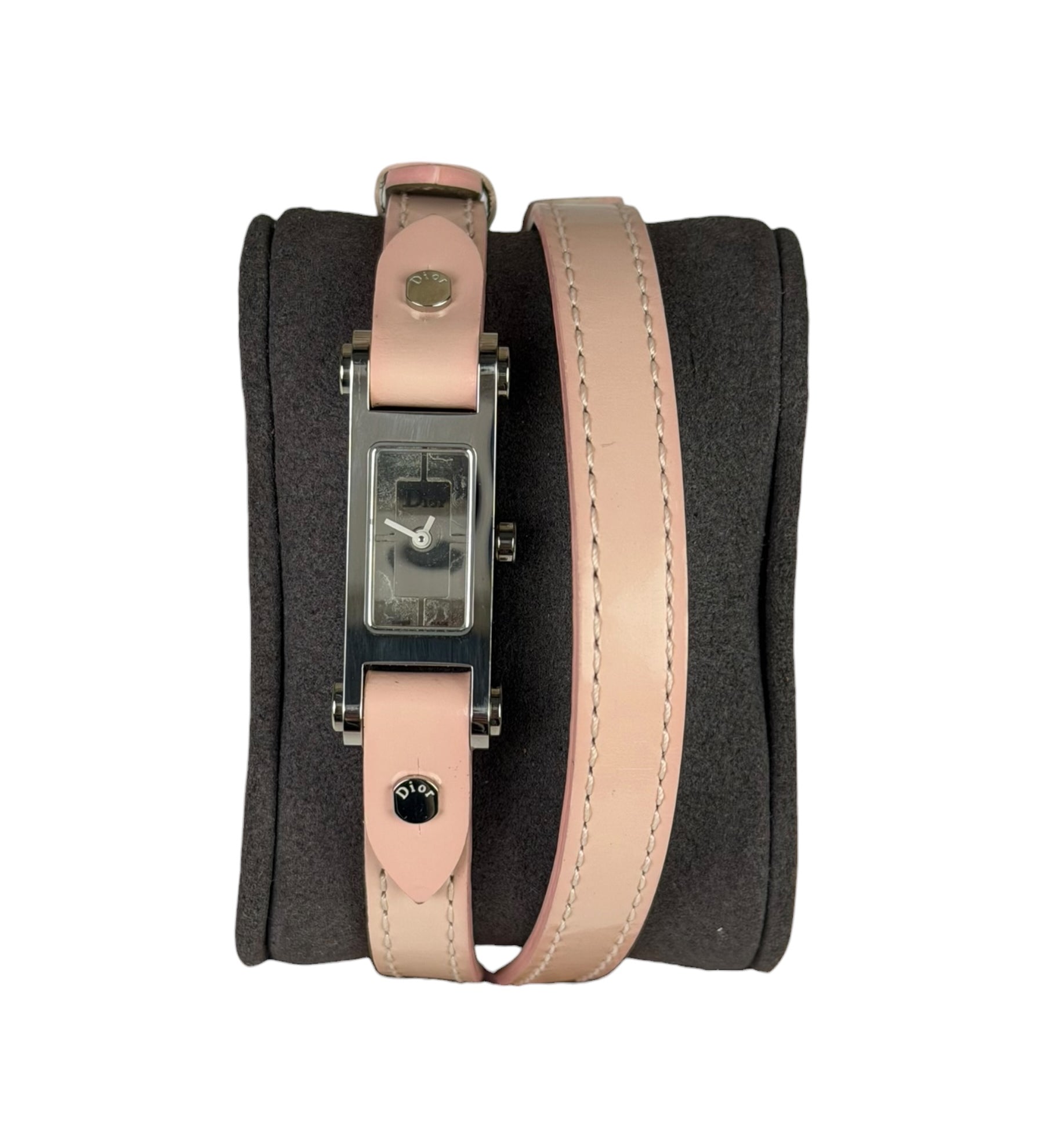 Dior D104 Pink Leather Double Strap Watch