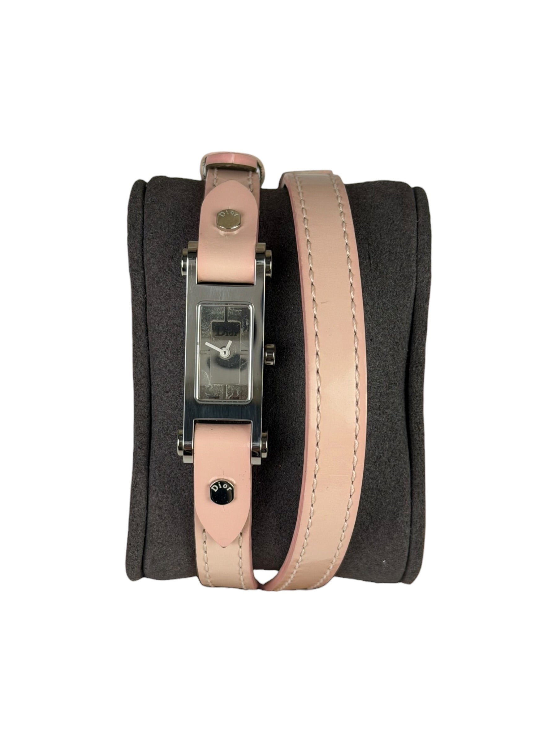 Dior D104 Pink Leather Double Strap Watch