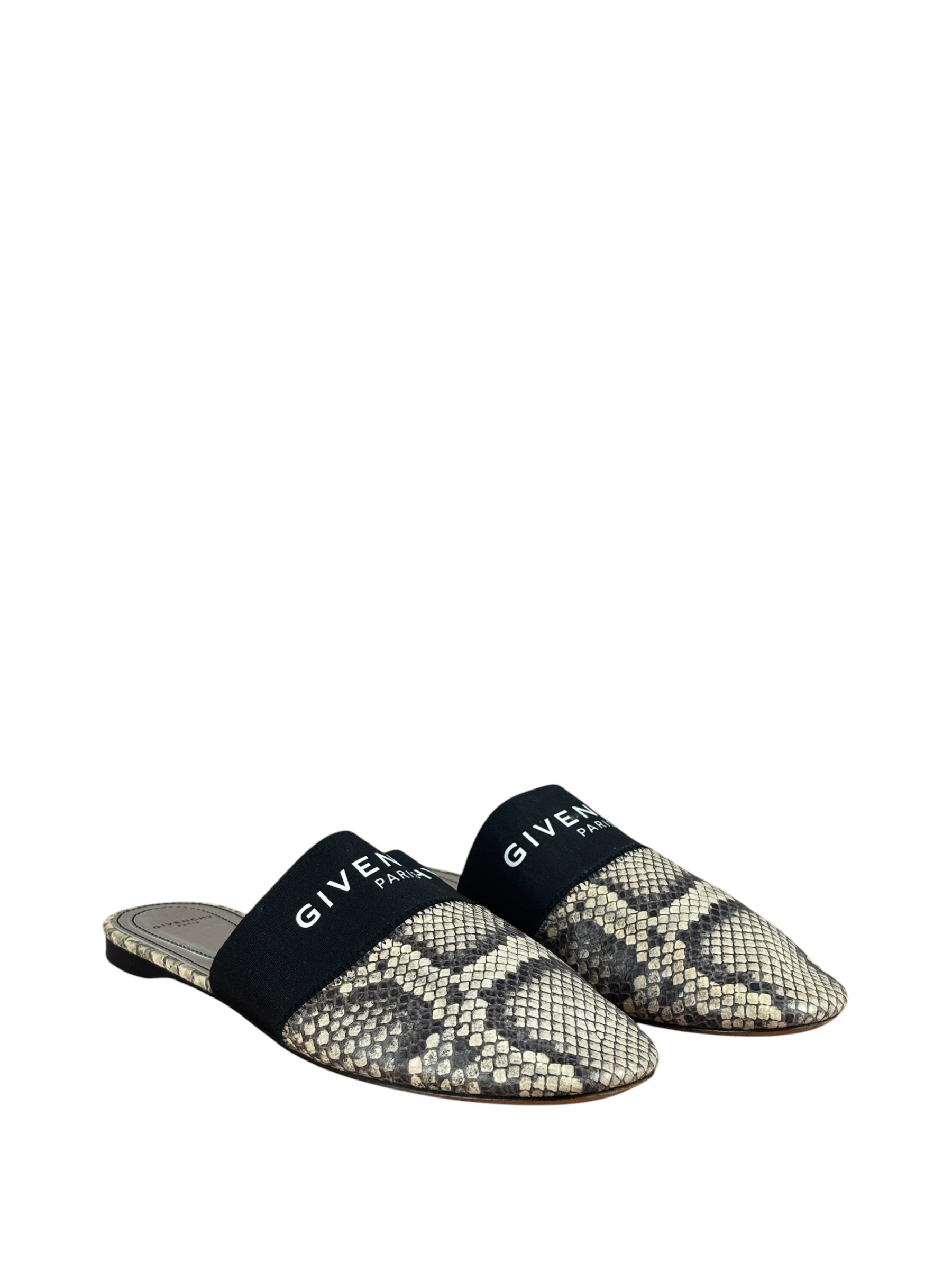 Givenchy Bedford Python-Embossed Leather Flat Mules