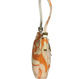 Fendi Orange Leather Trim/Satin Swirl Print Mini Baguette
