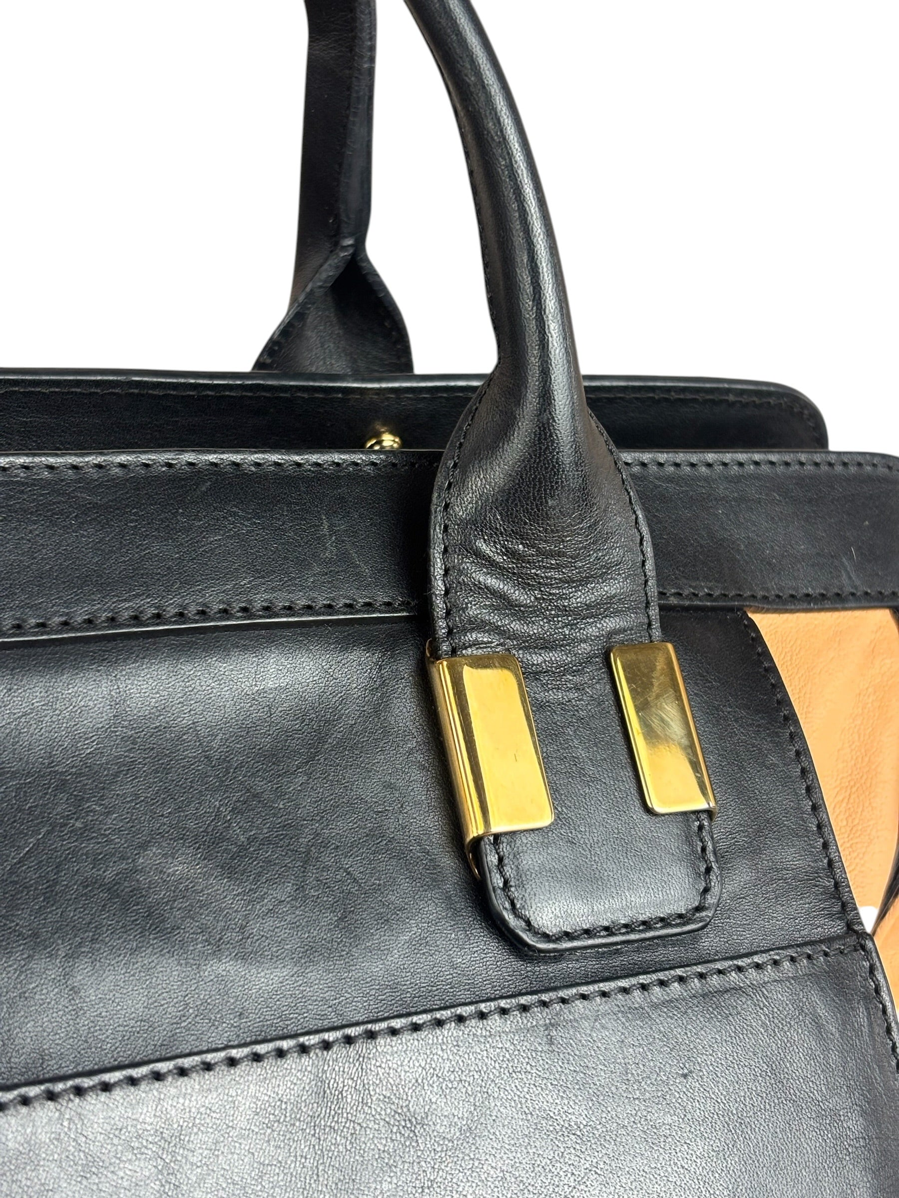 Chloe Nude Pink/Black Alice Satchel Shoulder Bag