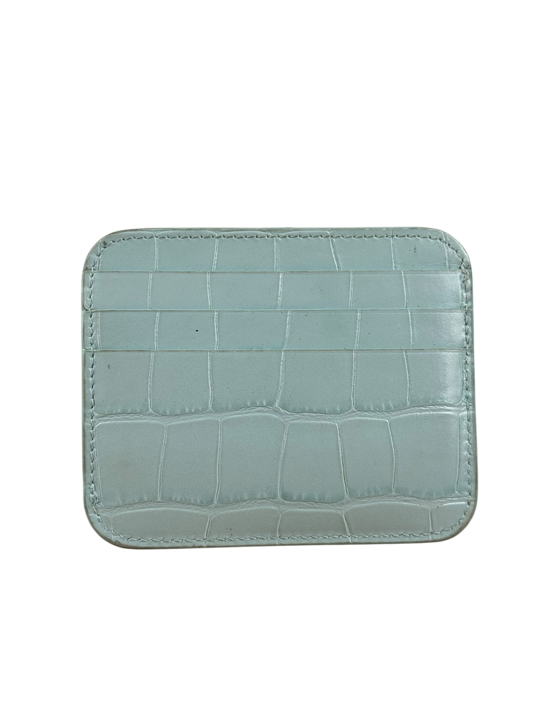 Balenciaga Blue Croc Embossed Cardholder