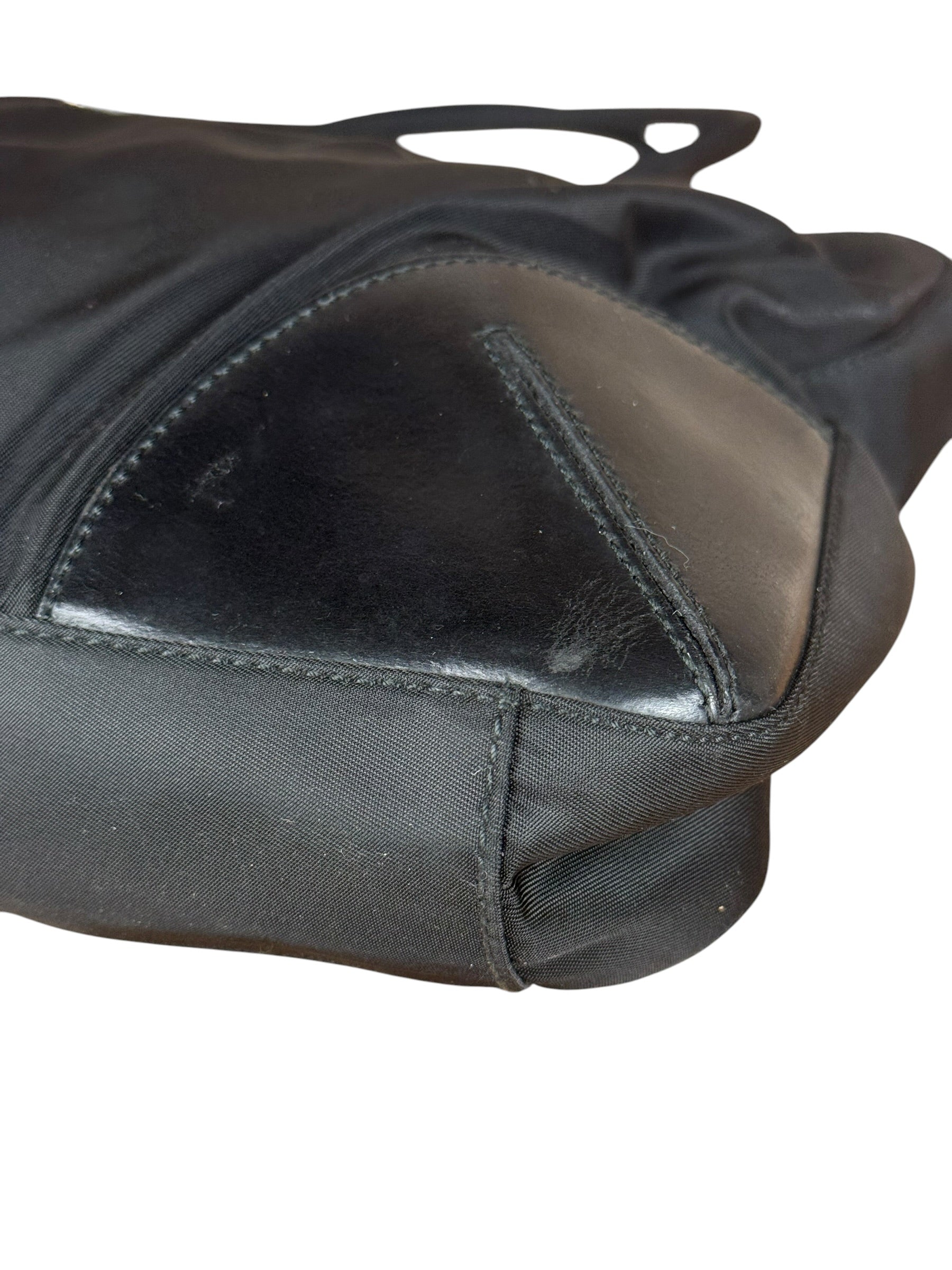 Prada Vintage Black Nylon Zip Shoulder Bag