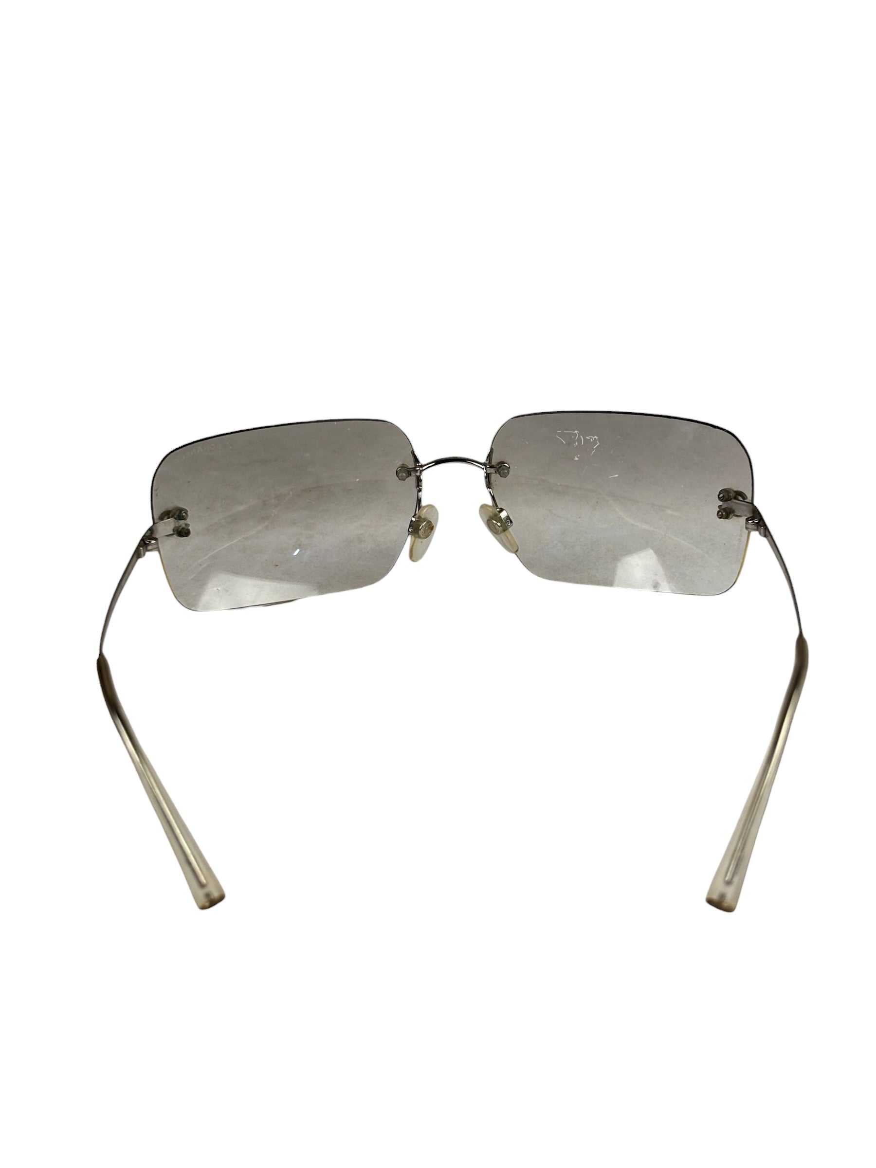 Chanel Y2k Silver Rimless 4017-D Sunglasses