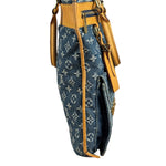 Louis Vuitton Denim Leather Trim Monogram Flat Tote Bag