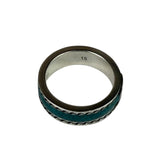 Gucci SS Silver & Turquoise Enamel Band Ring