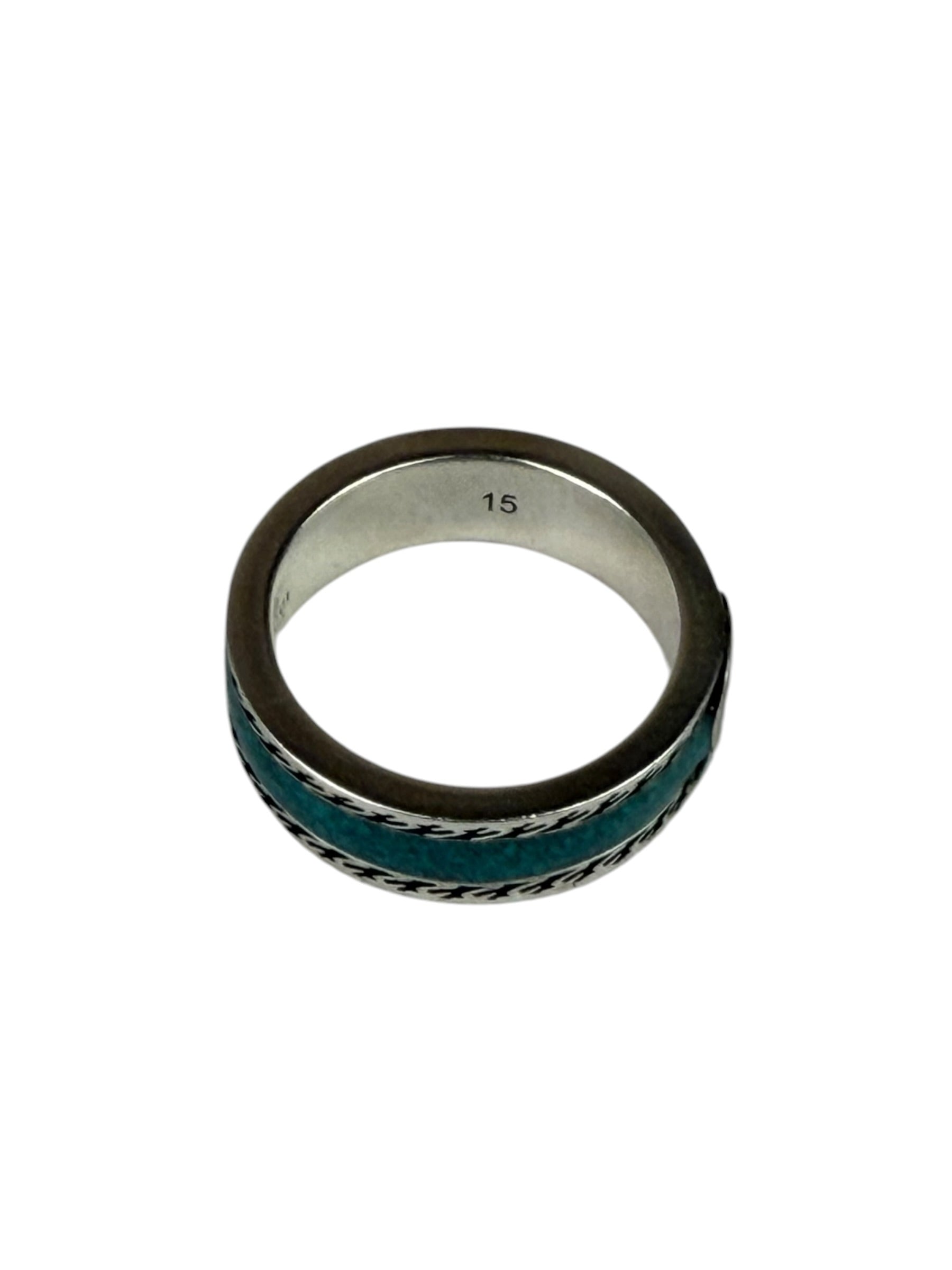 Gucci SS Silver & Turquoise Enamel Band Ring
