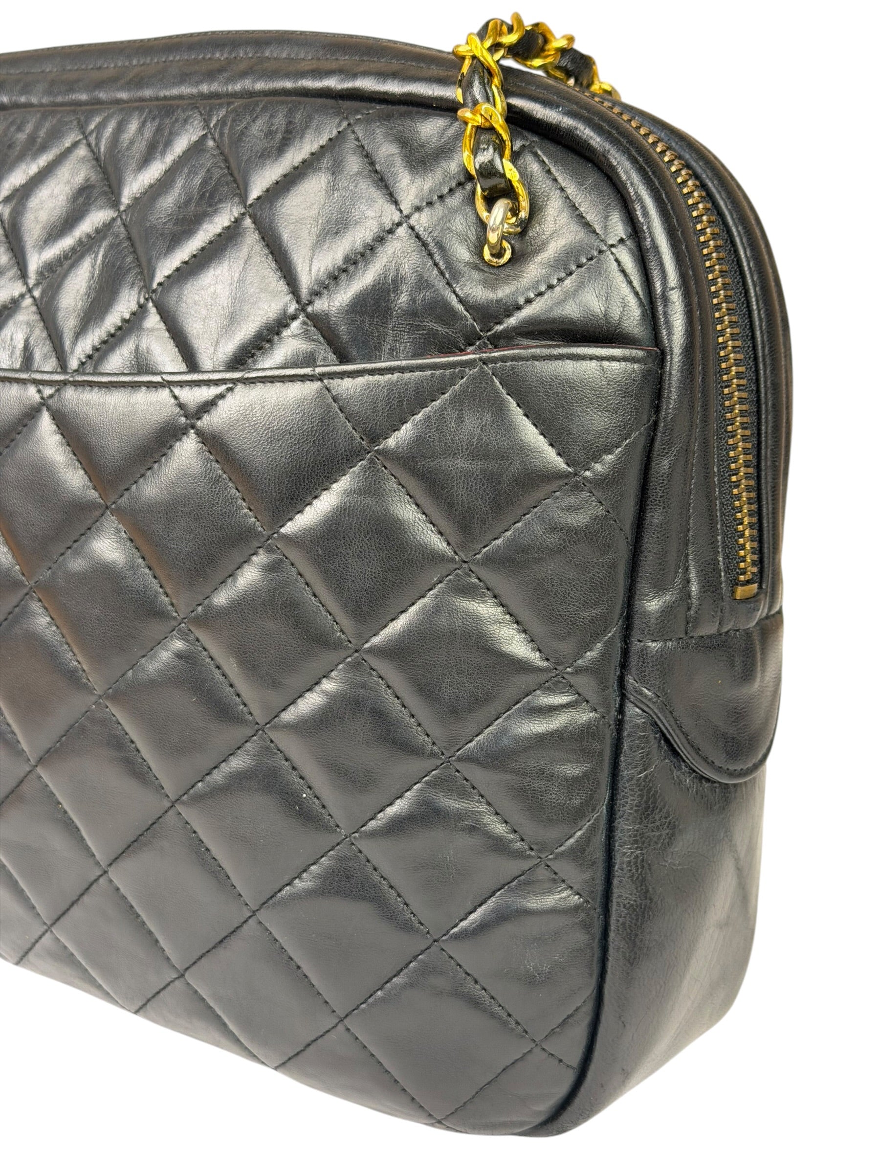 Chanel Black Quilted Lambskin Camera Bag 1989