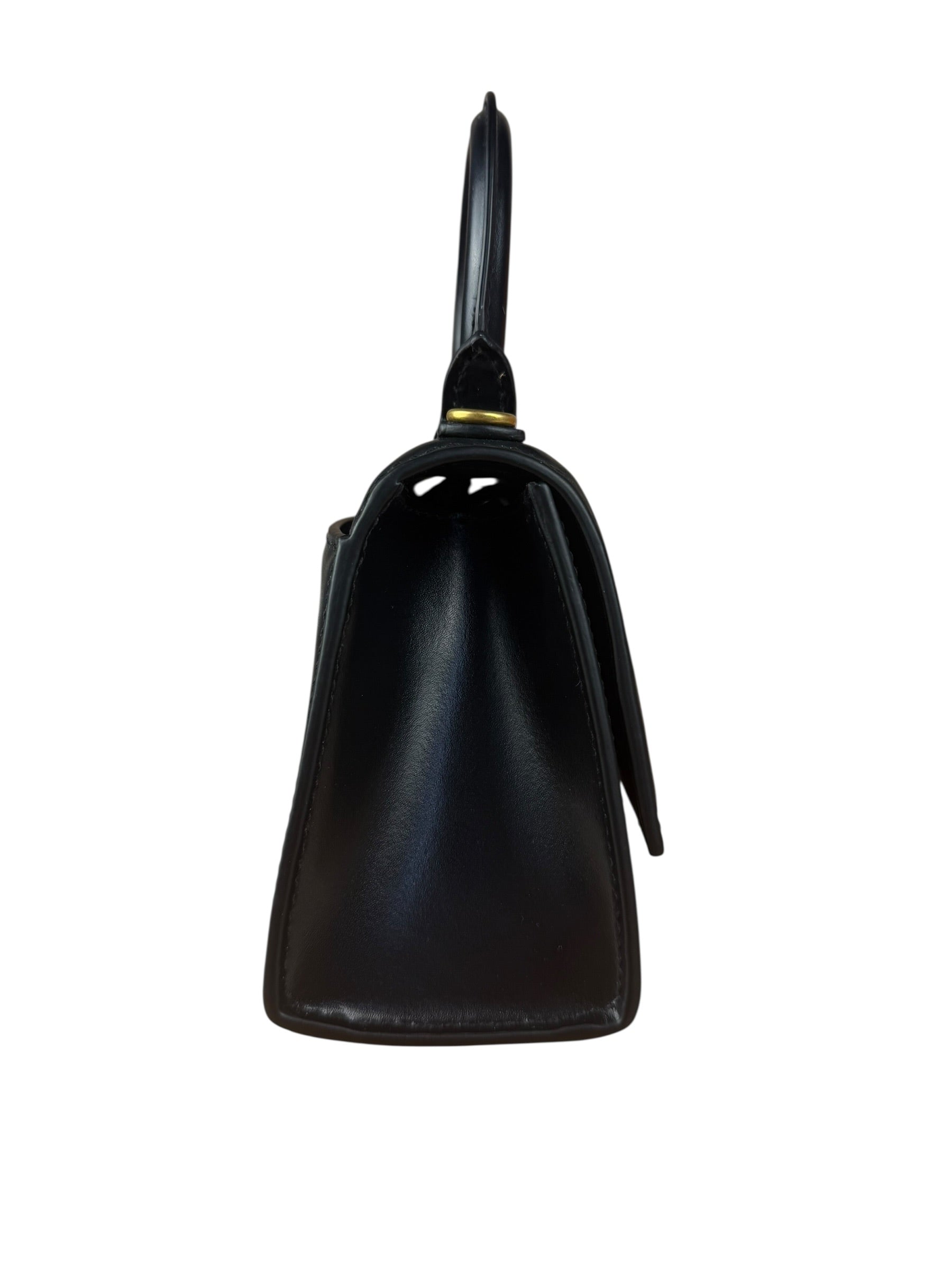 Balenciaga Black Leather Hourglass XS 2Way Handbag