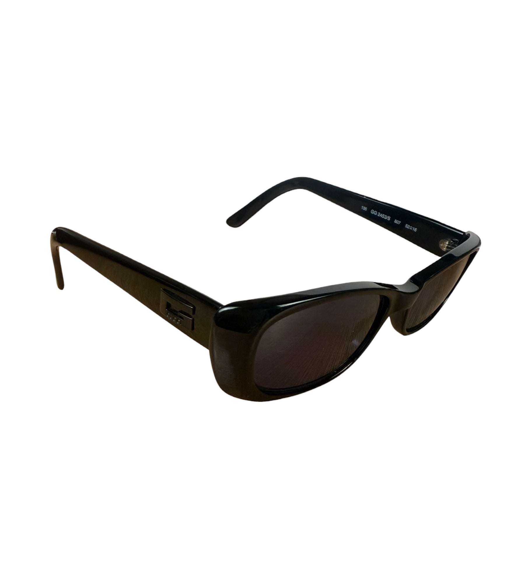Gucci Shiny Black Narrow Rectangular Frame Sunglasses RX
