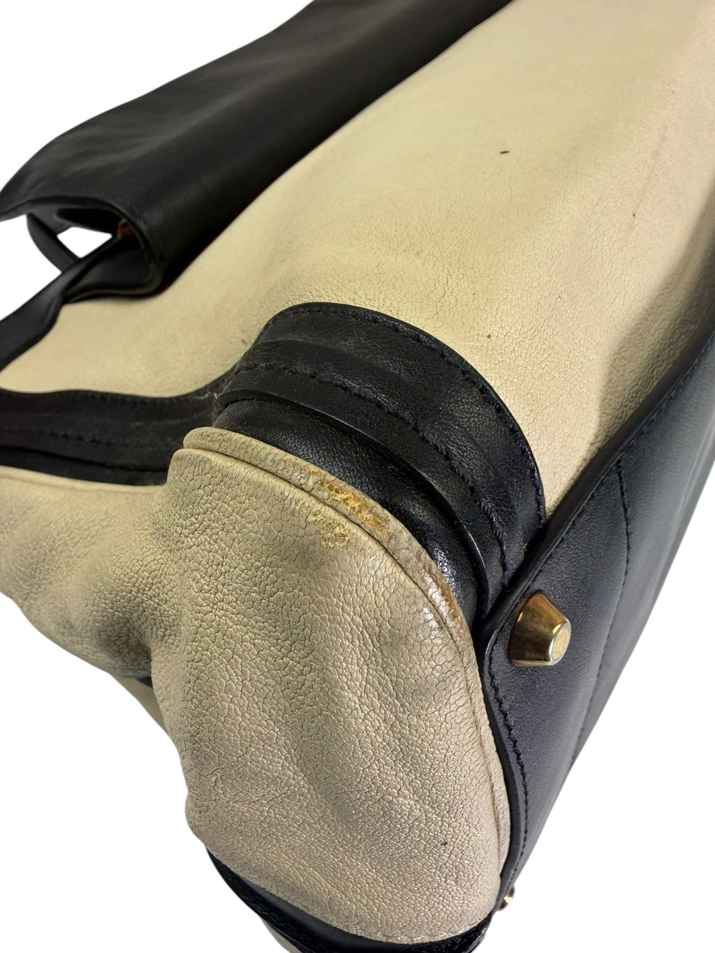 Chloe Black/Cream Leather Alice Top Handle Bag