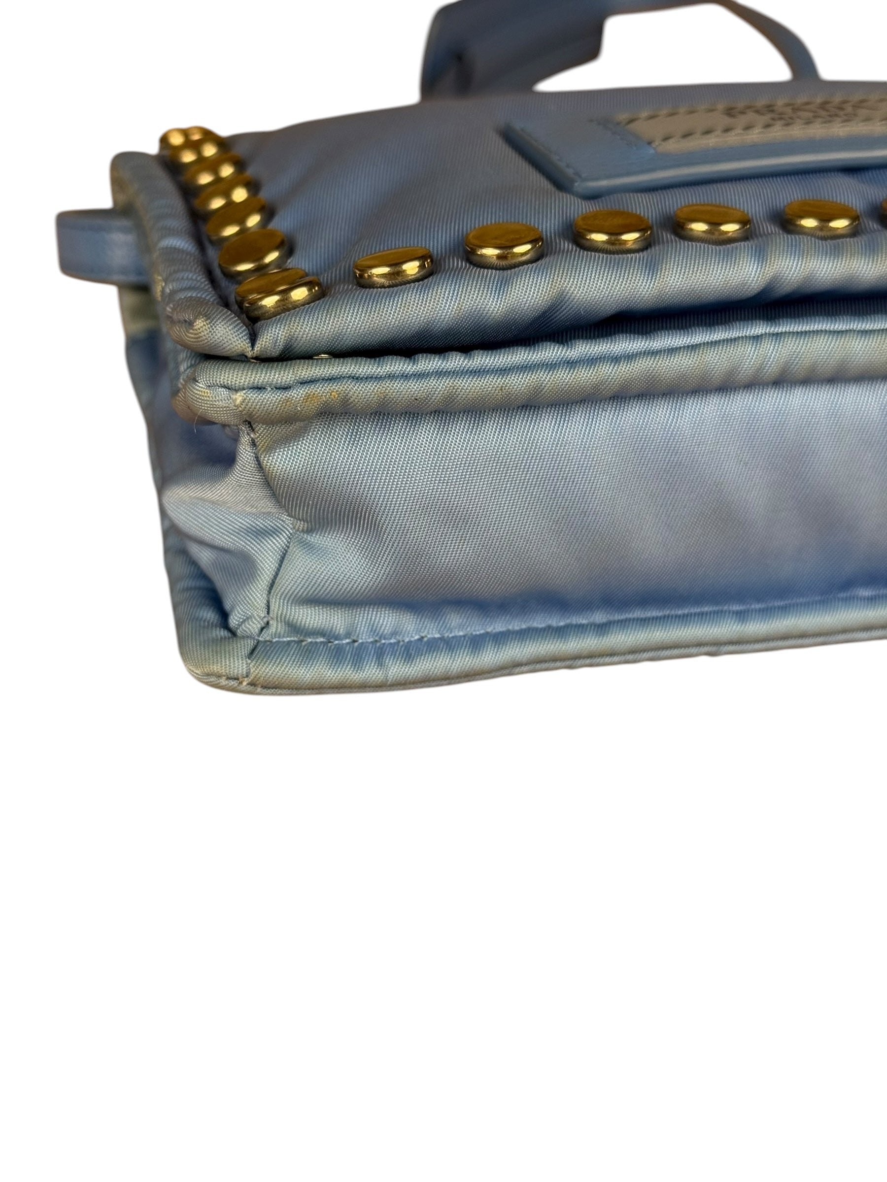 Prada Nylon Blue Studded Crossbody Bag