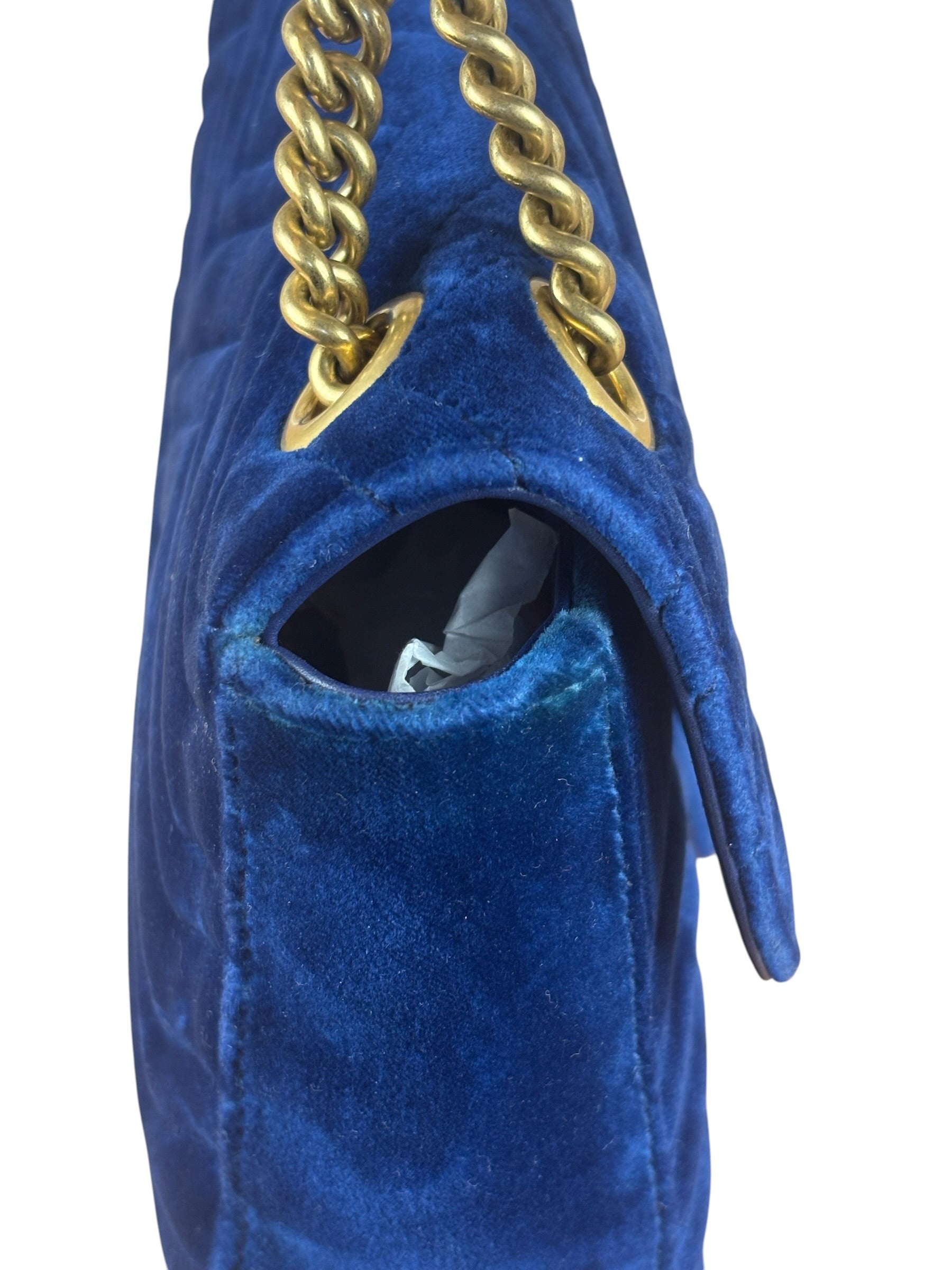 Gucci GG Blue Velvet Marmont Shoulder Bag