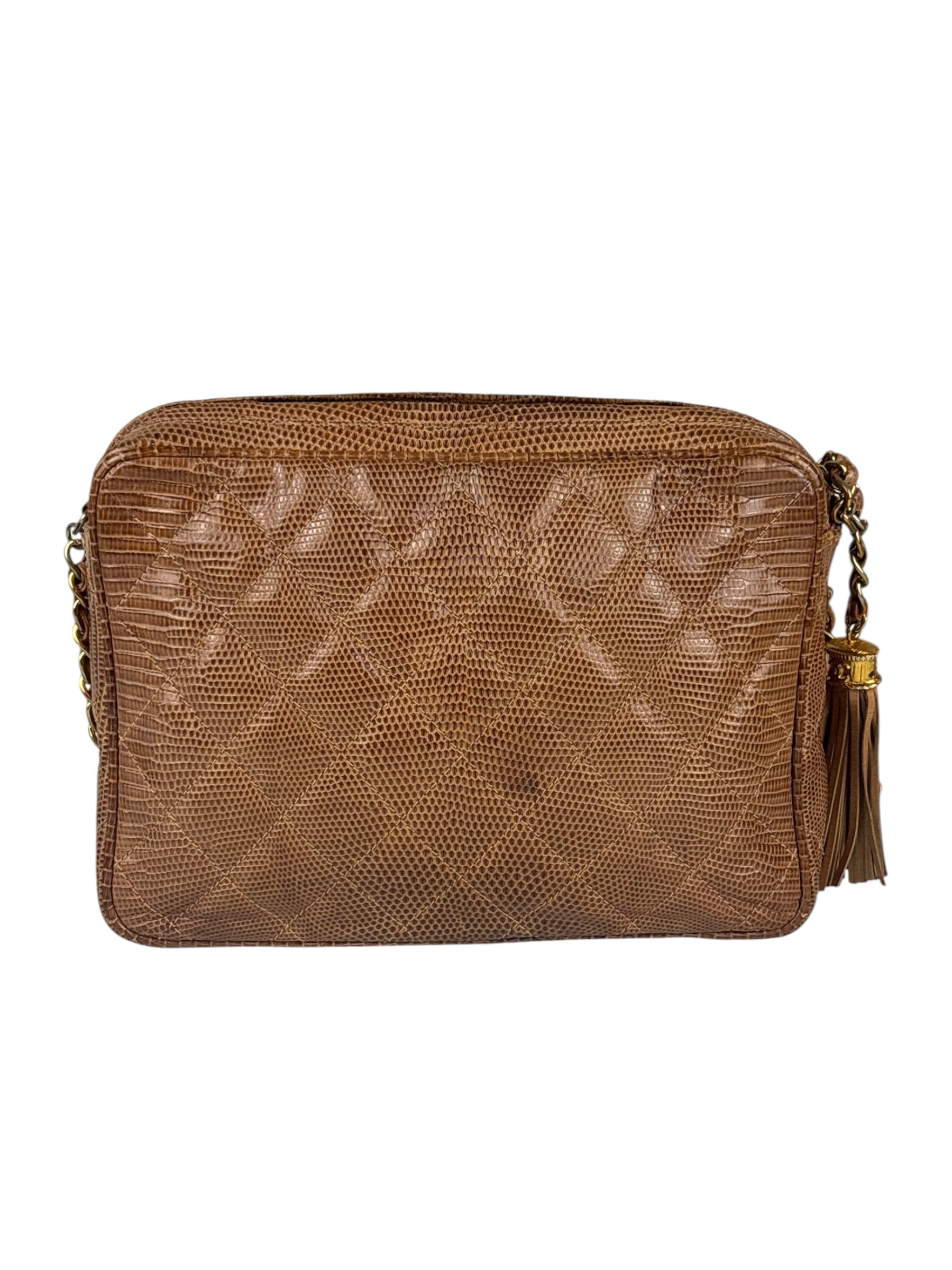 Chanel Vintage Leather Lizard Tassel Camera Case - 1987