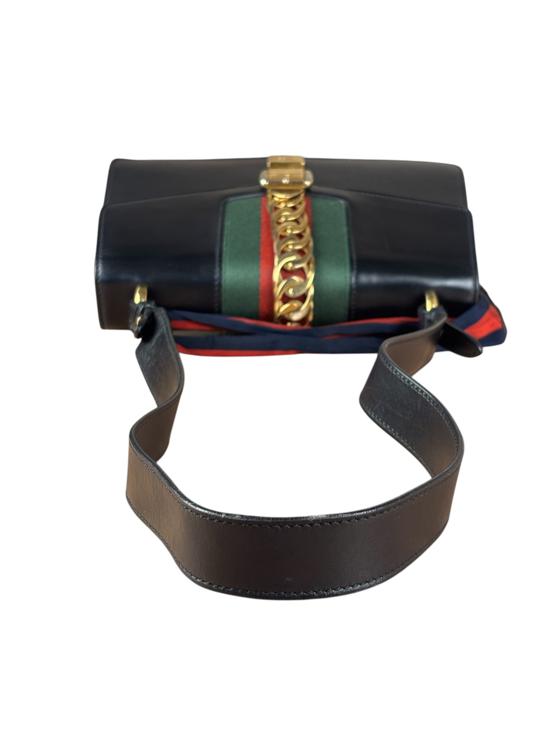 Gucci Black Leather Small Sylvie Shoulder Bag