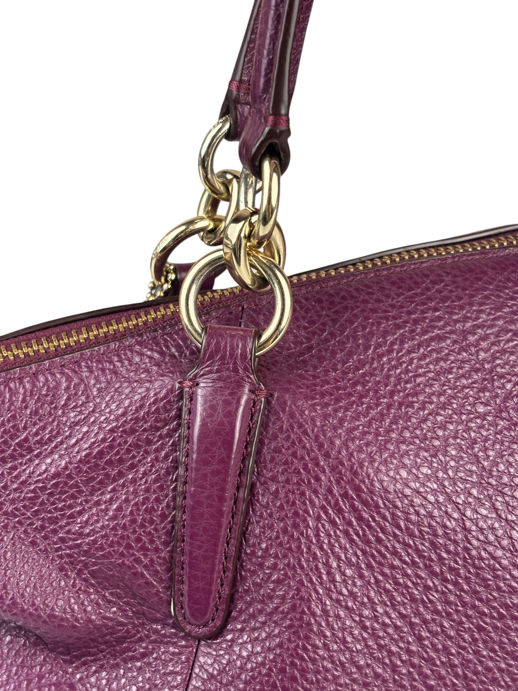 Coach Purple Pebbled Leather Small Kelsey Satchel Two-Way Bag
