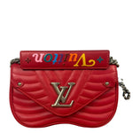 Louis Vuitton Red Leather New Wave Chain Flap Bag MM