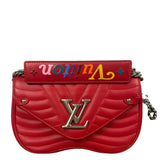 Louis Vuitton Red Leather New Wave Chain Flap Bag MM