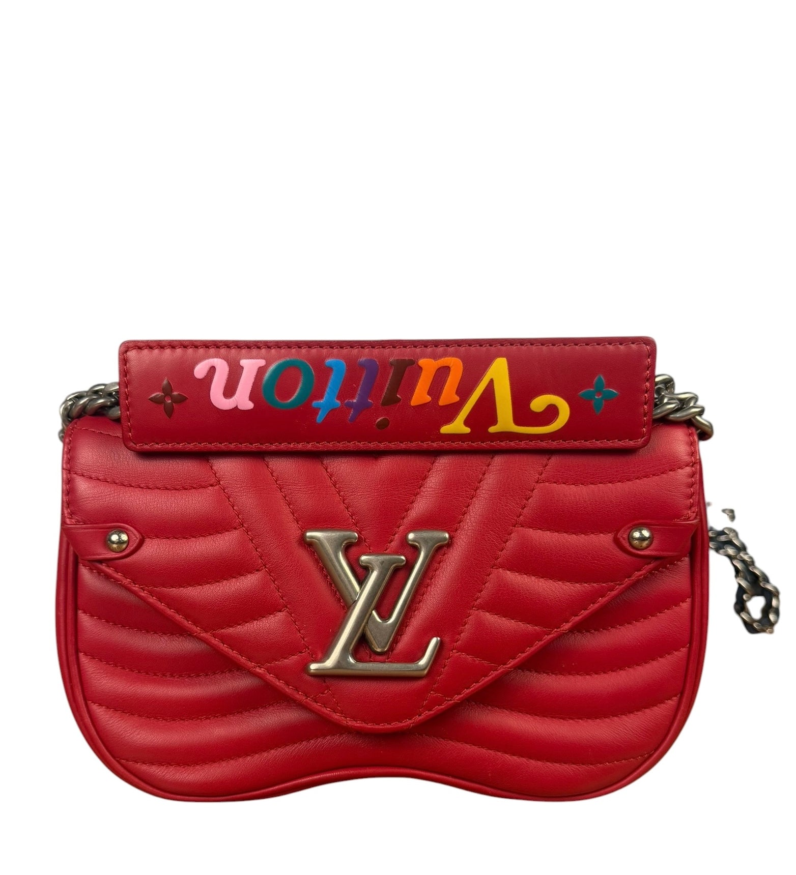 Louis Vuitton Red Leather New Wave Chain Flap Bag MM
