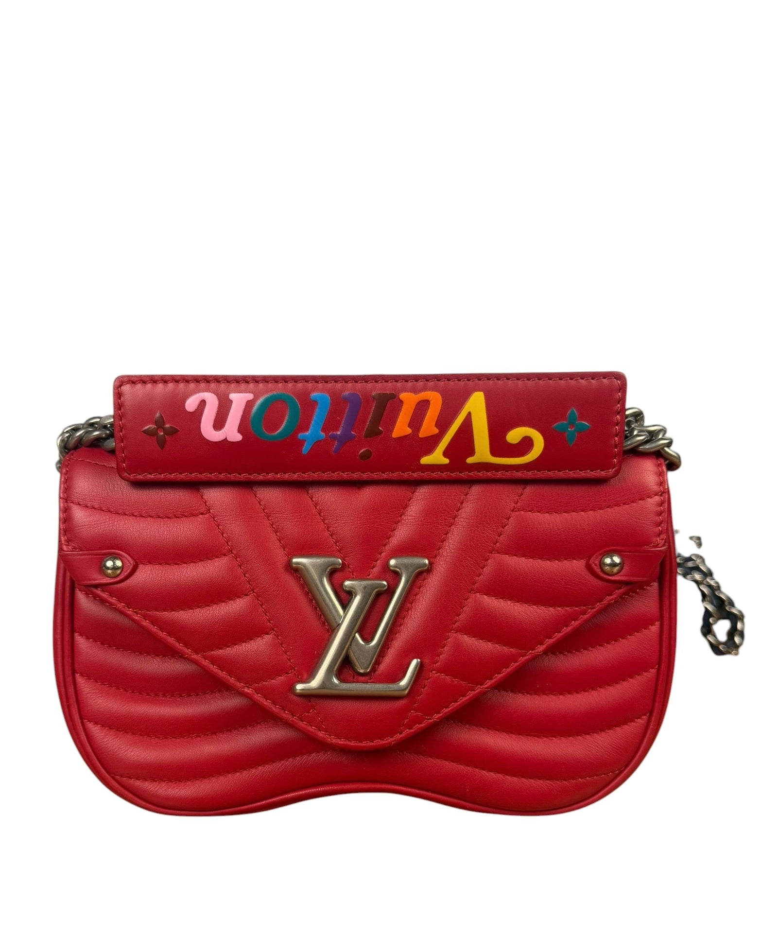 Louis Vuitton Red Leather New Wave Chain Flap Bag MM