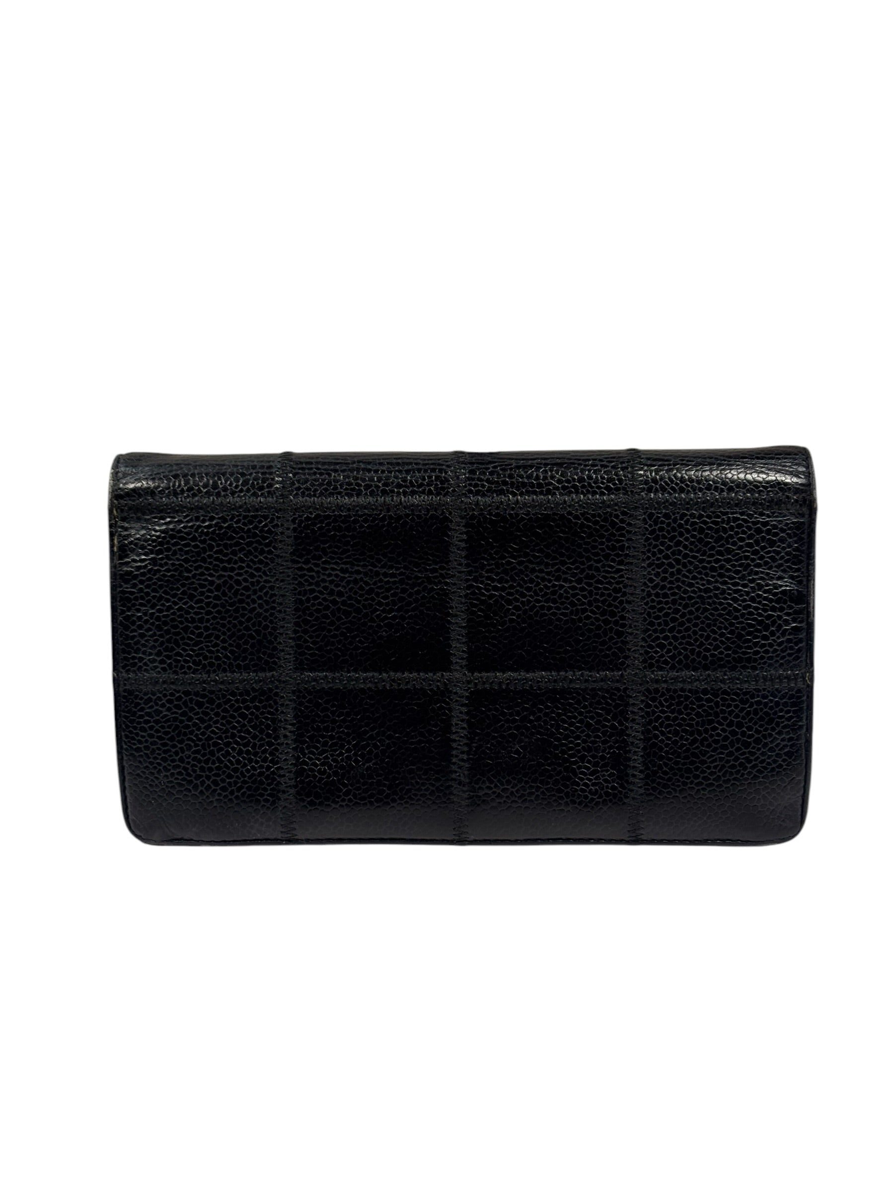 Chanel Black Caviar Chocolate Bar Bi-Fold Long Wallet 2005