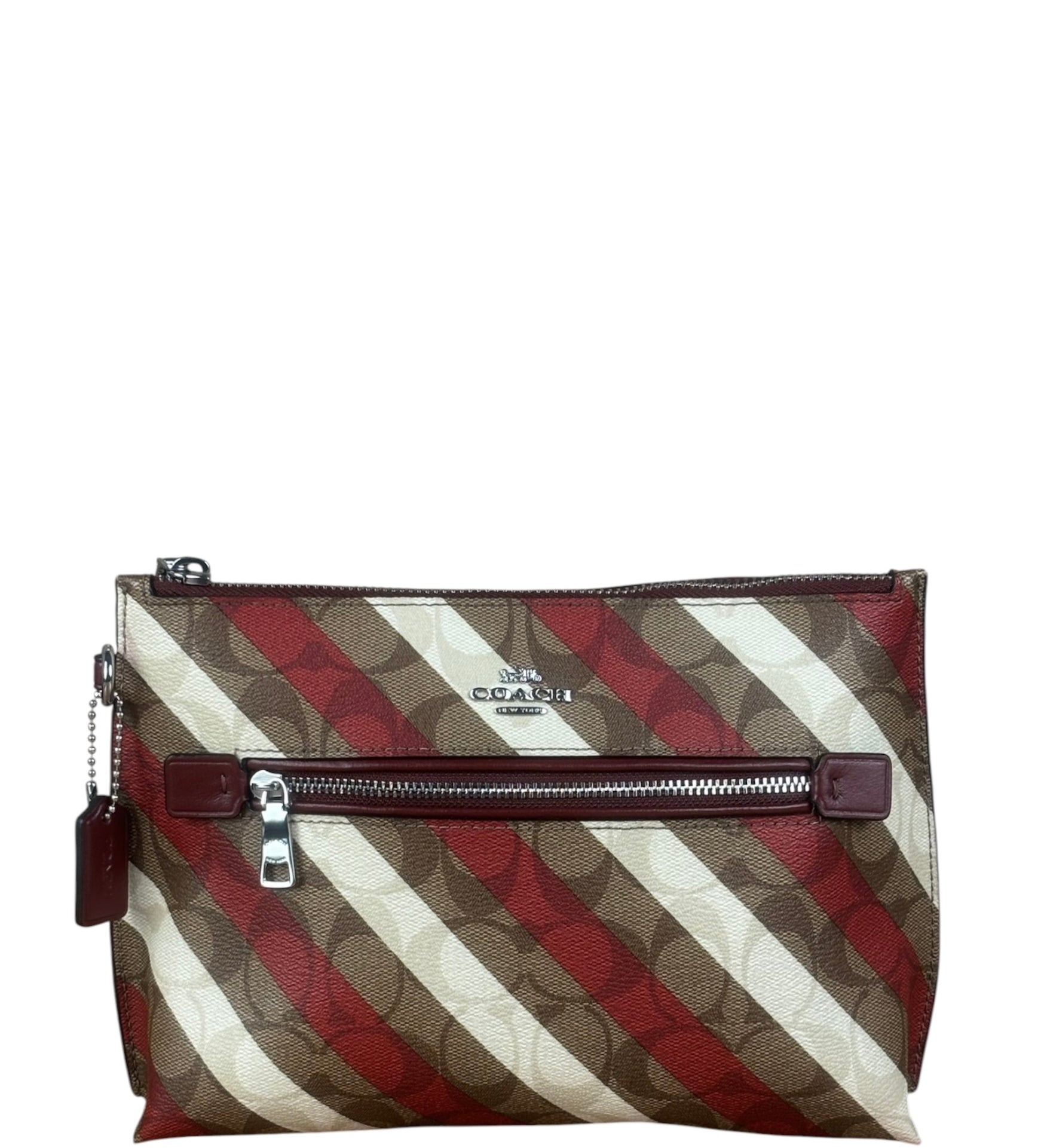 Coach Stripped Signature C Leather Clutch