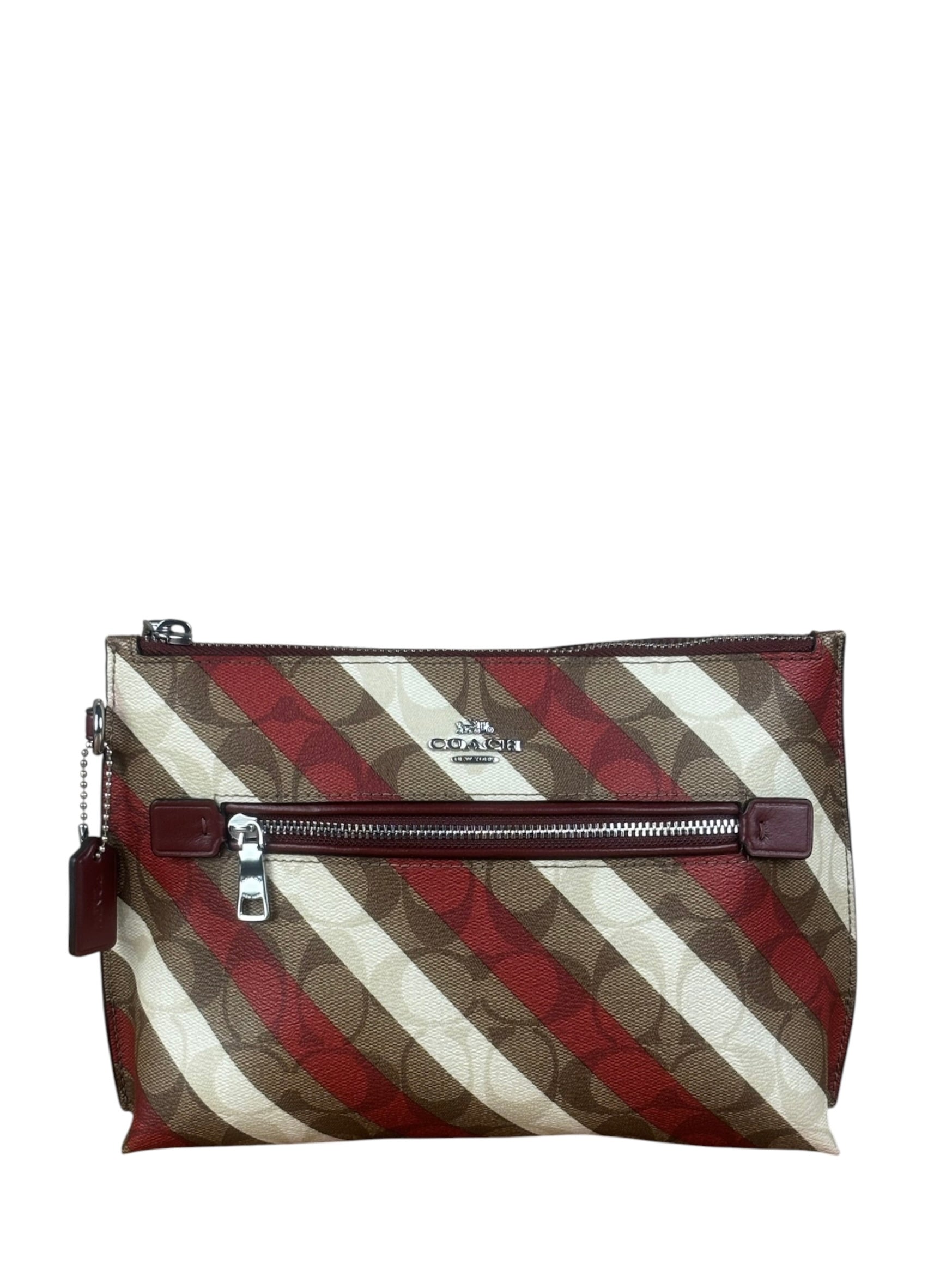 Coach Stripped Signature C Leather Clutch