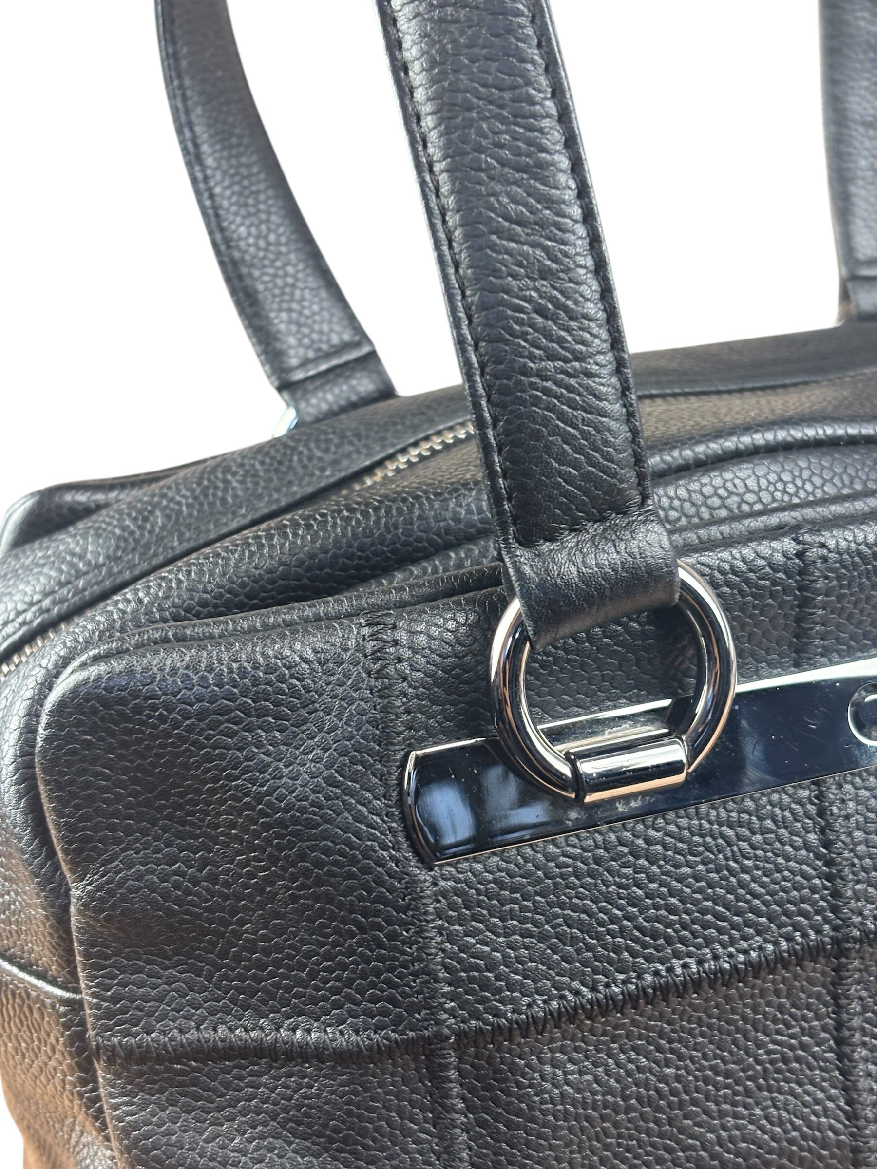 Chanel Black Leather Chocolate Bar Shoulder Bag 2004
