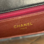 Chanel Black Diamond Stitch Lambskin Square Flap 1988