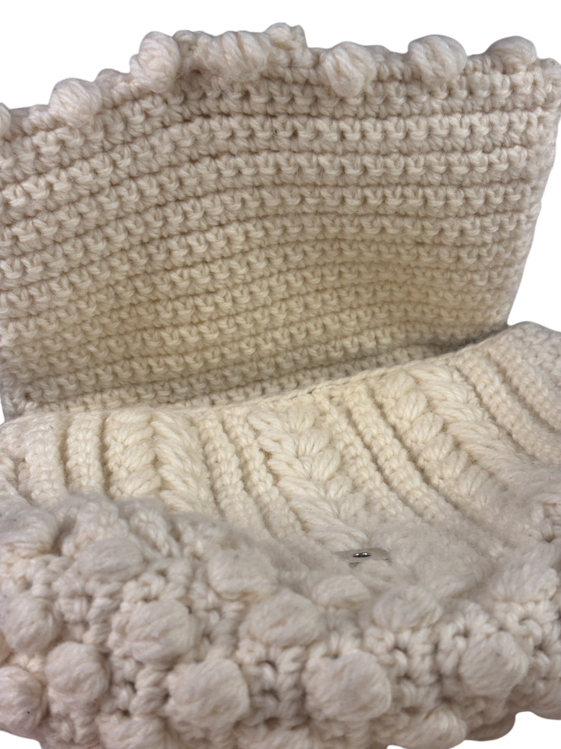 Fendi Vintage Leather Trim Knitted Wool Mamma Baguette