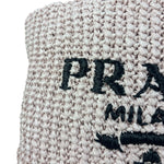 Prada Pink Raffia Woven Crochet Logo Tote Bag