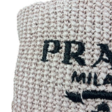 Prada Pink Raffia Woven Crochet Logo Tote Bag