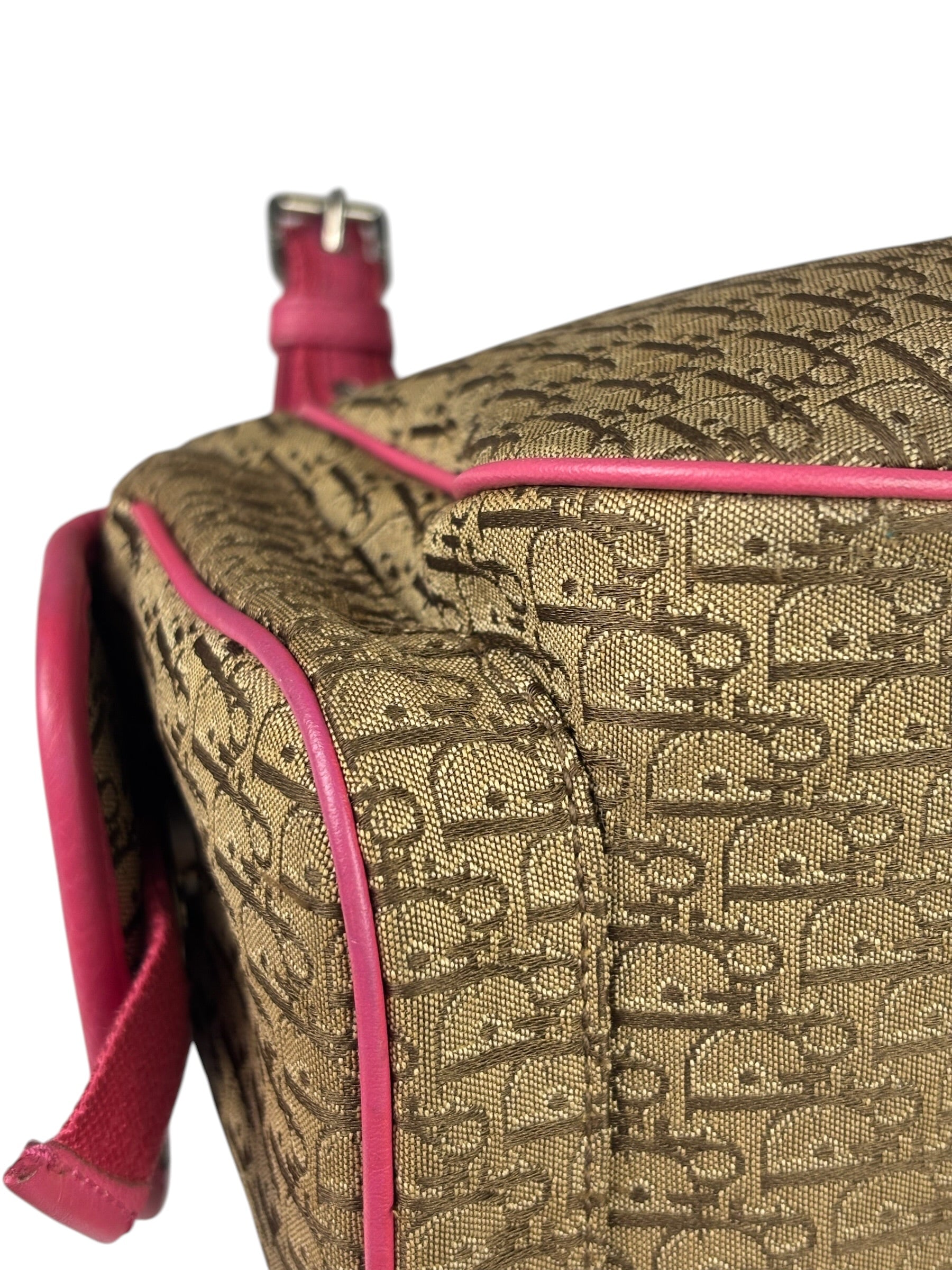 Christian Dior Vintage Pink Leather Trim Diorssimo Street Chic Shoulder Bag
