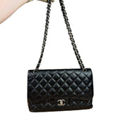 Chanel Black Caviar Quilted Leather Classic Jumbo Double Flap Bag 2011