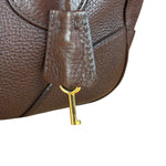 Prada Rich Brown Vitello Daino Sound Lock Satchel Shoulder Bag