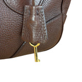 Prada Rich Brown Vitello Daino Sound Lock Satchel Shoulder Bag