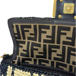 Fendi Black Raffia Zucca Shoulder Baguette