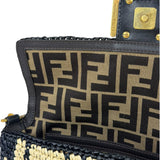 Fendi Black Raffia Zucca Shoulder Baguette