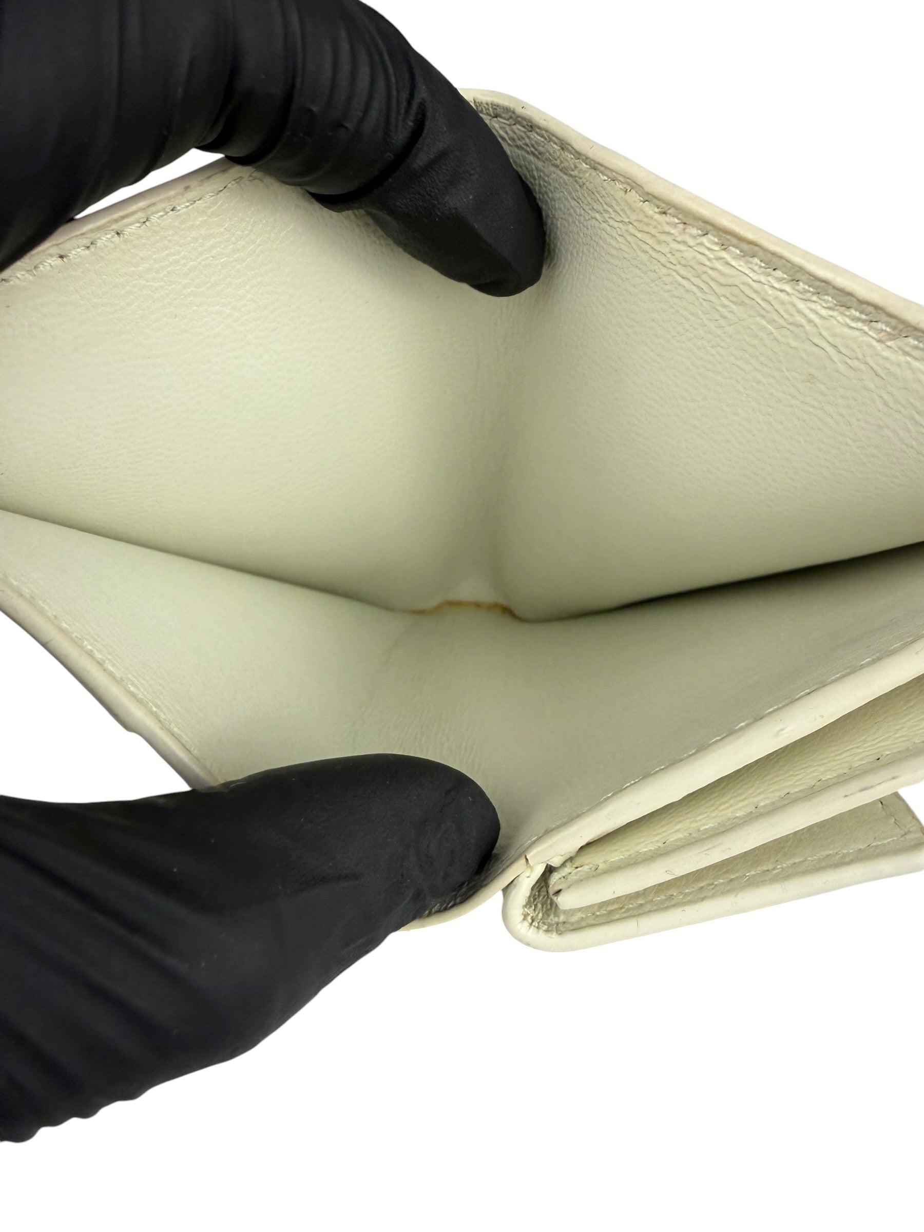 Balenciaga White Leather Cash Mini Wallet