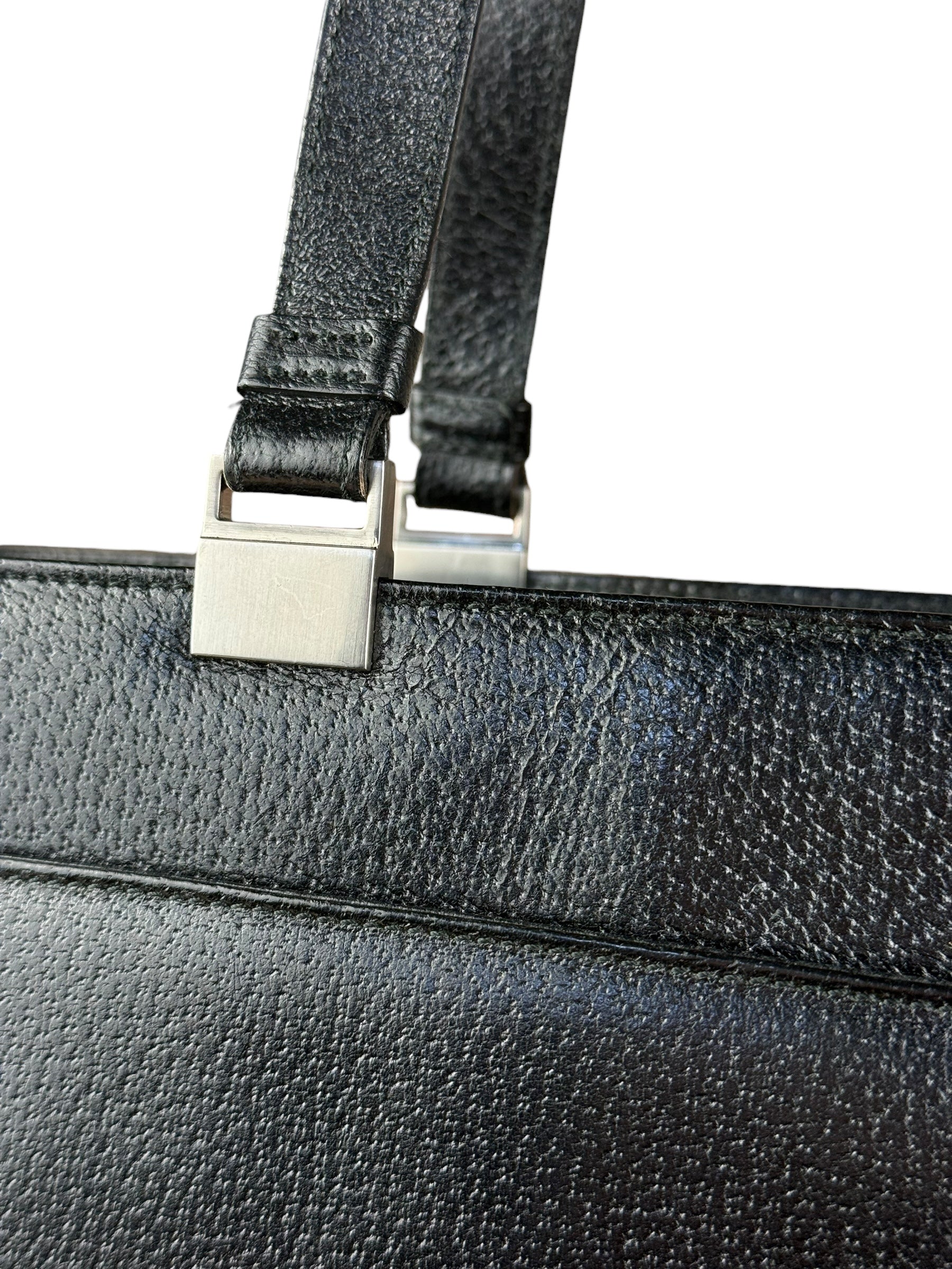 Gucci Vintage Black Leather Shoulder Tote