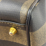 Fendi Brown/Black Leather Pequin Boston Bag