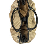 Gucci Beige Leather Trim Diamante Canvas Sukey Tote