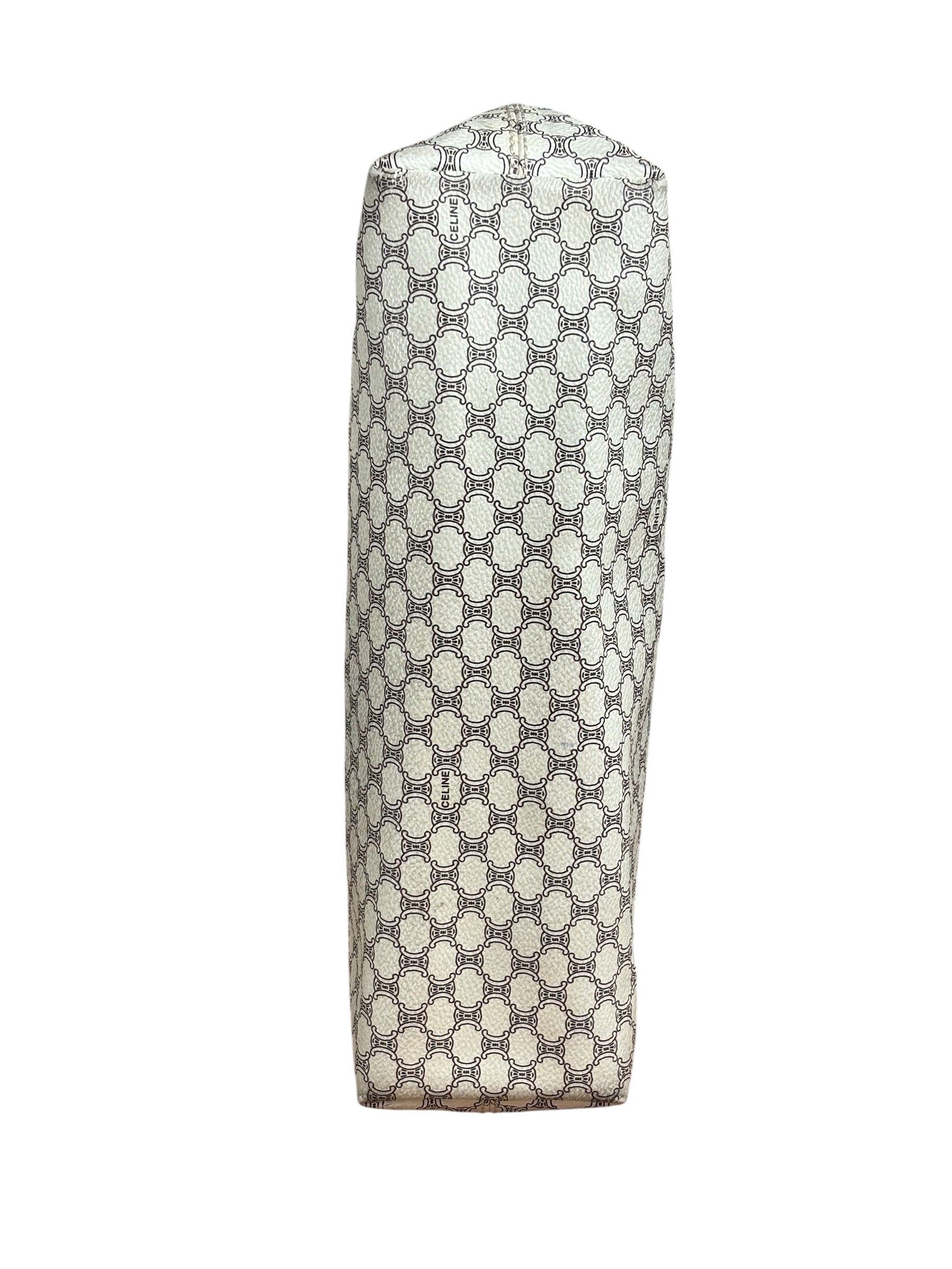 Celine White Macadam Coated Canvas Tote Bag
