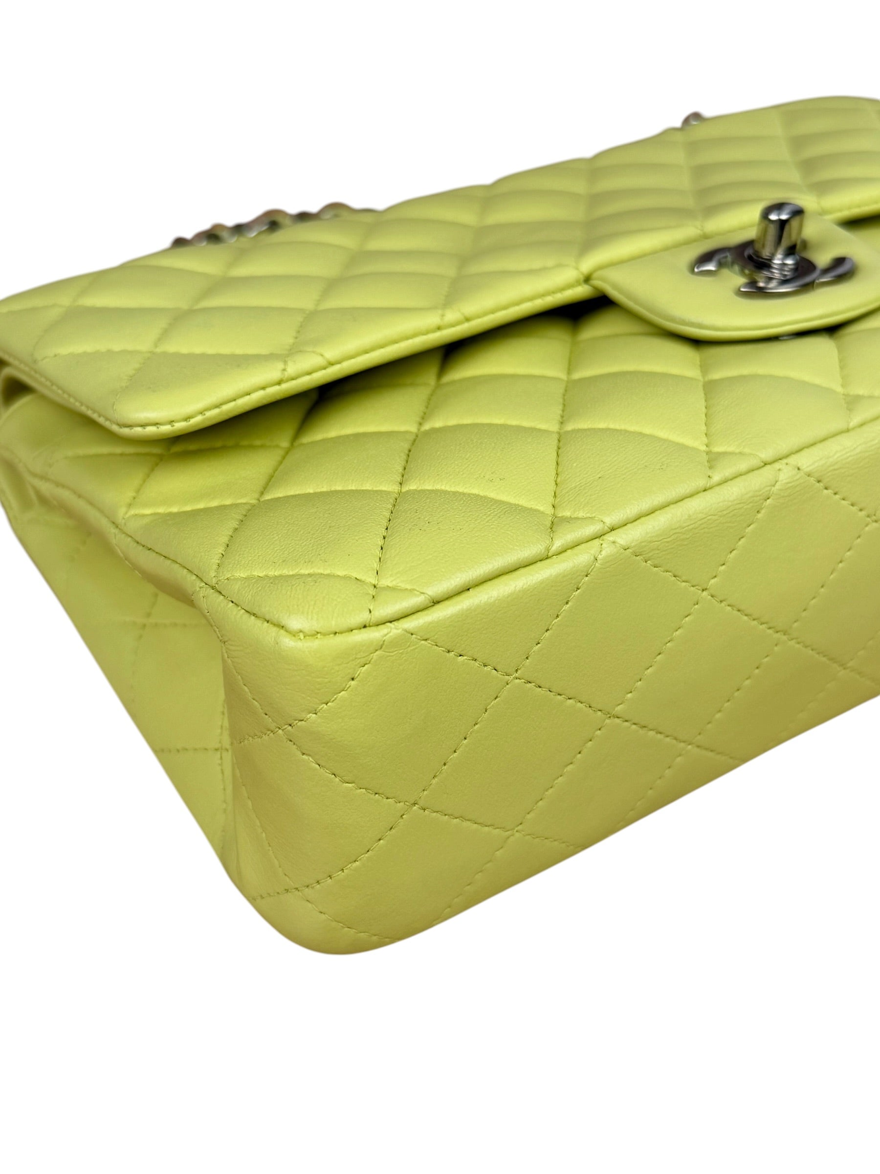 Chanel Yellow Neon Quilted Leather Classic Double Flap Bag 2010