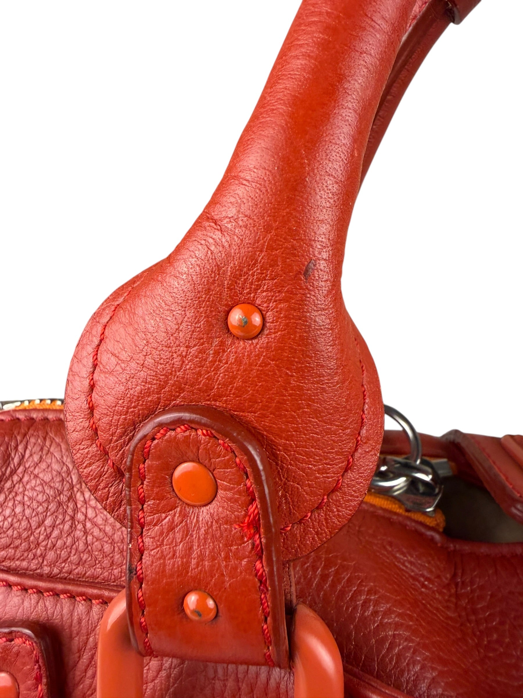 Chloé Vintage Red Leather Paddington Bag (Broken Lock